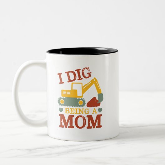 私は新しい母のための母の掘削機の漫画を掘る ツートーンマグカップ (左)