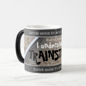 私は旅行のみを理解する – ドイツ間抜け語！ モーフィングマグカップ (正面左)