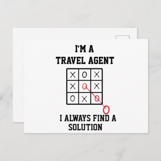 私は旅行エージェント、私は常に解決策を見つける ポストカード (正面/裏面)
