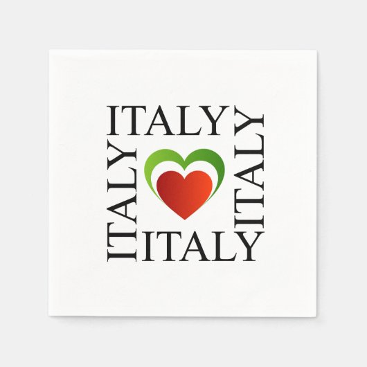 私は旗の色のイタリアイタリアンが大好きだ スタンダードカクテルナプキン (正面)