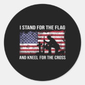 私は旗を立ててクロスアメリカにひざまずく ラウンドシール (正面)