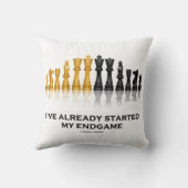 私は既にゲーム終了チェスギークユーモアを始めている クッション (裏面)