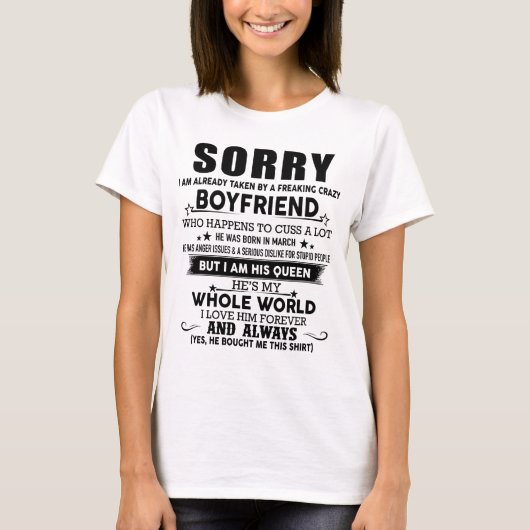 私は既に不正なボイファーに連れて行かれてすみま熱狂するせん Tシャツ (正面)
