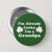 私は既に運が良い私は祖母のシャムロック 缶バッジ (正面&裏面)