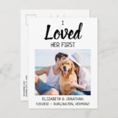 私は日付以外の彼女の最初の写真犬の結婚式を愛した 案内ポストカード (正面/裏面)