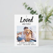 私は日付以外の彼女の最初の写真犬の結婚式を愛した 案内ポストカード (スタンド正面)