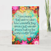 私は明るい人のかわいらしフローラがお洒落大好き カード (正面)