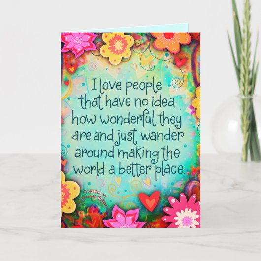 私は明るい人のかわいらしフローラがお洒落大好き カード (正面)