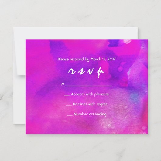 私は明るい赤紫色ウォーター色バルミツワー招待状 招待状 (正面)