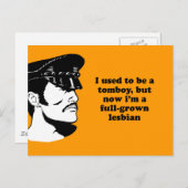 私は昔はおてんば娘だったが、今は完全に成長したレズだ ポストカード (正面/裏面)