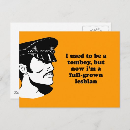 私は昔はおてんば娘だったが、今は完全に成長したレズだ ポストカード (正面/裏面)