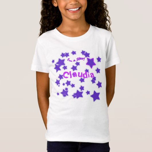私は星です! 紫色及びピンクの星明かりのワイシャツ Tシャツ (正面)