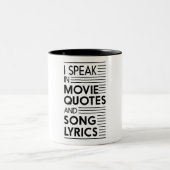 私は映画引用文および歌の叙情詩で話します ツートーンマグカップ (中央)