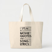 私は映画引用文および歌の叙情詩で話します ラージトートバッグ (正面)