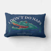 私は昼寝アリゲーターを行わない – 白い蓮 ランバークッション (正面)