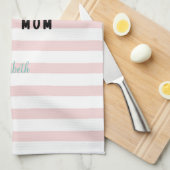 私は普通のマムピンクのではないストライプ キッチンタオル (四つ折り)