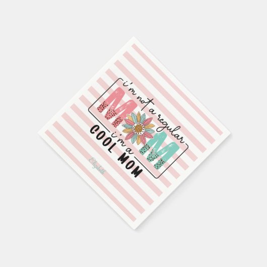 私は普通のマムピンクのではないストライプ スタンダードカクテルナプキン (角)