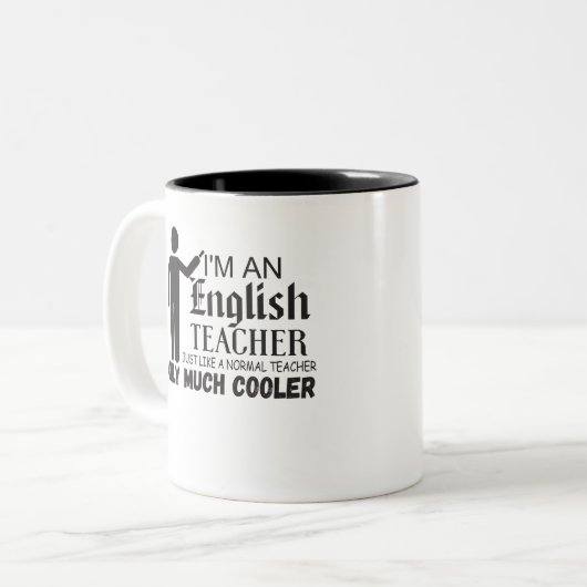 私は普通の先生と同じく英語先生だ ツートーンマグカップ (正面左)