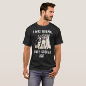 私は普通の3人半前のおもしろい犬恋人 Tシャツ (正面フル)