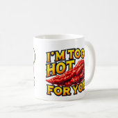 私は暑すぎてマグできない コーヒーマグカップ (正面右)