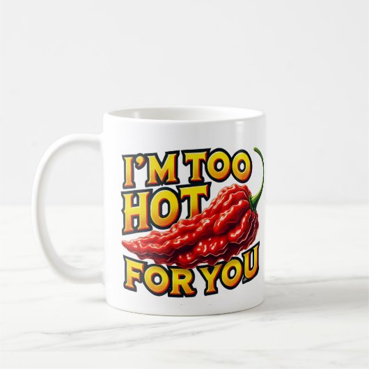 私は暑すぎてマグできない コーヒーマグカップ (左)