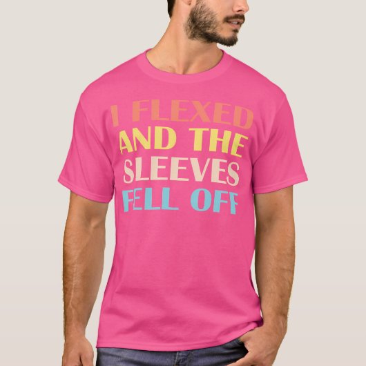 私は曲がった袖はおもしろい体ビルダーの重量から落ちた Tシャツ (正面)