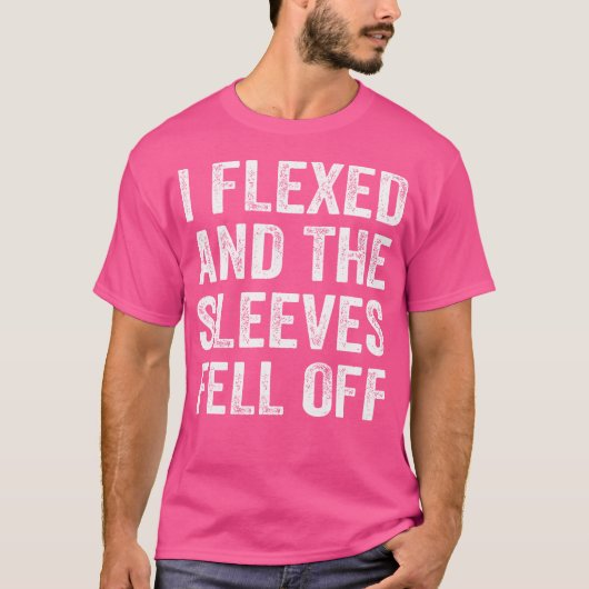 私は曲がった袖はおもしろい体ビルダーの重量から落ちた Tシャツ (正面)