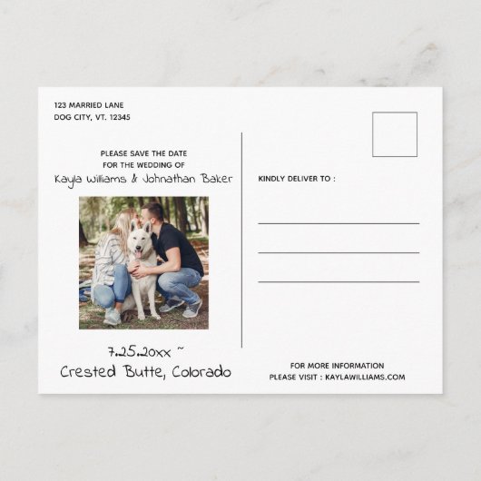 私は最初に彼女を愛した – 可愛シンプルいモダン犬結婚の 案内ポストカード (裏面)