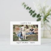 私は最初に彼女を愛した – 可愛シンプルいモダン犬結婚の 案内ポストカード (スタンド正面)