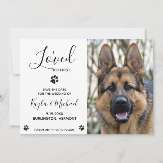 私は最初に彼女を愛しモダンた – ドエレガントッグ結婚ズ セーブザデート (正面)