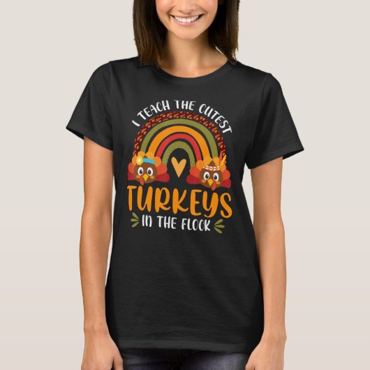 私は最教えも可愛い七面鳥の先生感謝祭 Tシャツ (正面)