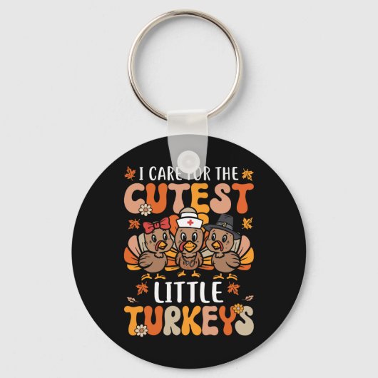 私は最気にも可愛い小さな七面鳥の感謝祭のために キーホルダー (正面)