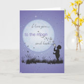 私は月およびバックカード郵便はがきに愛します カード (黄色い花)