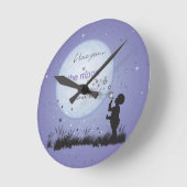 私は月およびバックユニークなギフトに愛します ラウンド壁時計 (傾斜)