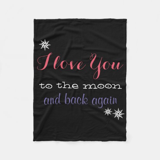 私は月および背部に再度愛します フリースブランケット (正面)