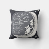 私は月および背部に愛します クッション (裏面)