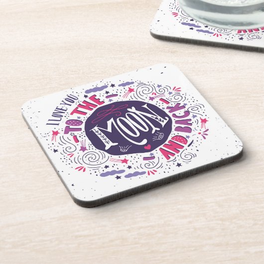 私は月および背部に愛します コースター (左側)