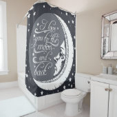 私は月および背部に愛します シャワーカーテン (インサイチュ)