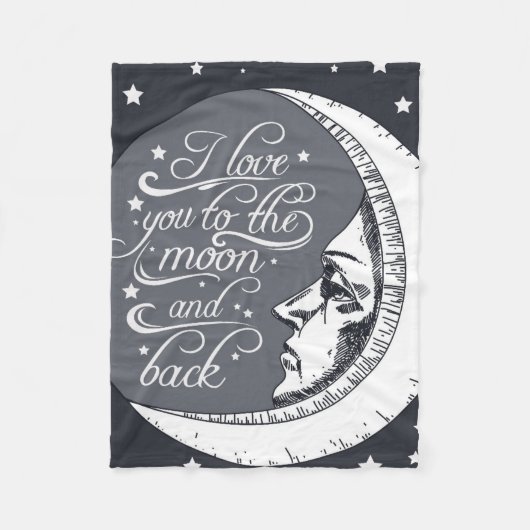 私は月および背部に愛します フリースブランケット (正面)
