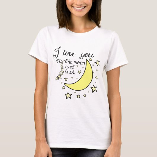 私は月および背部に愛します Tシャツ (正面)