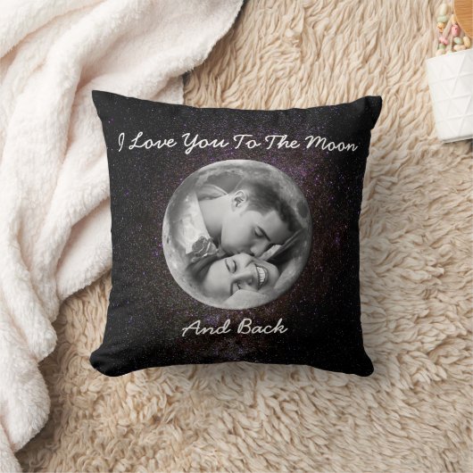 私は月および背部カスタムな枕に愛します クッション (ブランケット)