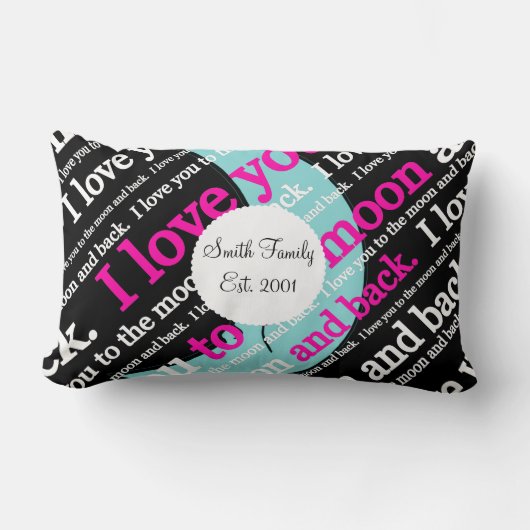 私は月および背部ギフトに愛します ランバークッション (正面)