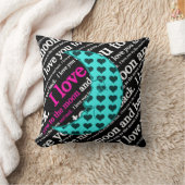 私は月および背部タイポグラフィの枕に愛します クッション (ブランケット)