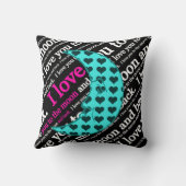 私は月および背部タイポグラフィの枕に愛します クッション (裏面)