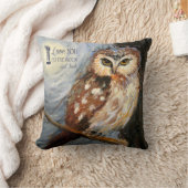 私は月および背部フクロウの枕に愛します クッション (ブランケット)