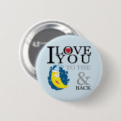 私は月および背部ボタンに愛します 缶バッジ (正面&裏面)