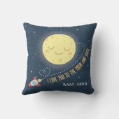 私は月および背部宇宙のベビーの子供部屋に愛します クッション (裏面)