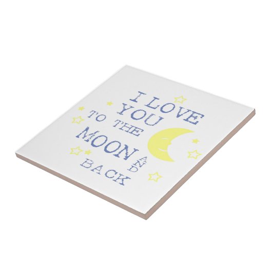 私は月および背部引用文-青に愛します タイル (側面)