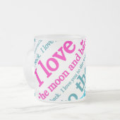 私は月および背部母の日のギフトに愛します フロストグラスマグカップ (正面左)