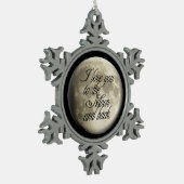 私は月および背部現実的な月に愛します スノーフレークピューターオーナメント (左)